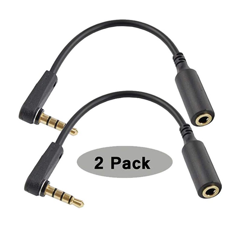 Seadream 2PACK 6 inch 4-Pole 3.5mm Male Right Angle to Female Stereo Audio Cable Headset Headphone Extension Cable Replacement for Beats Dr. Dre Studio iPhone,3.5mm M to F Audio Cable,Black - Image 2